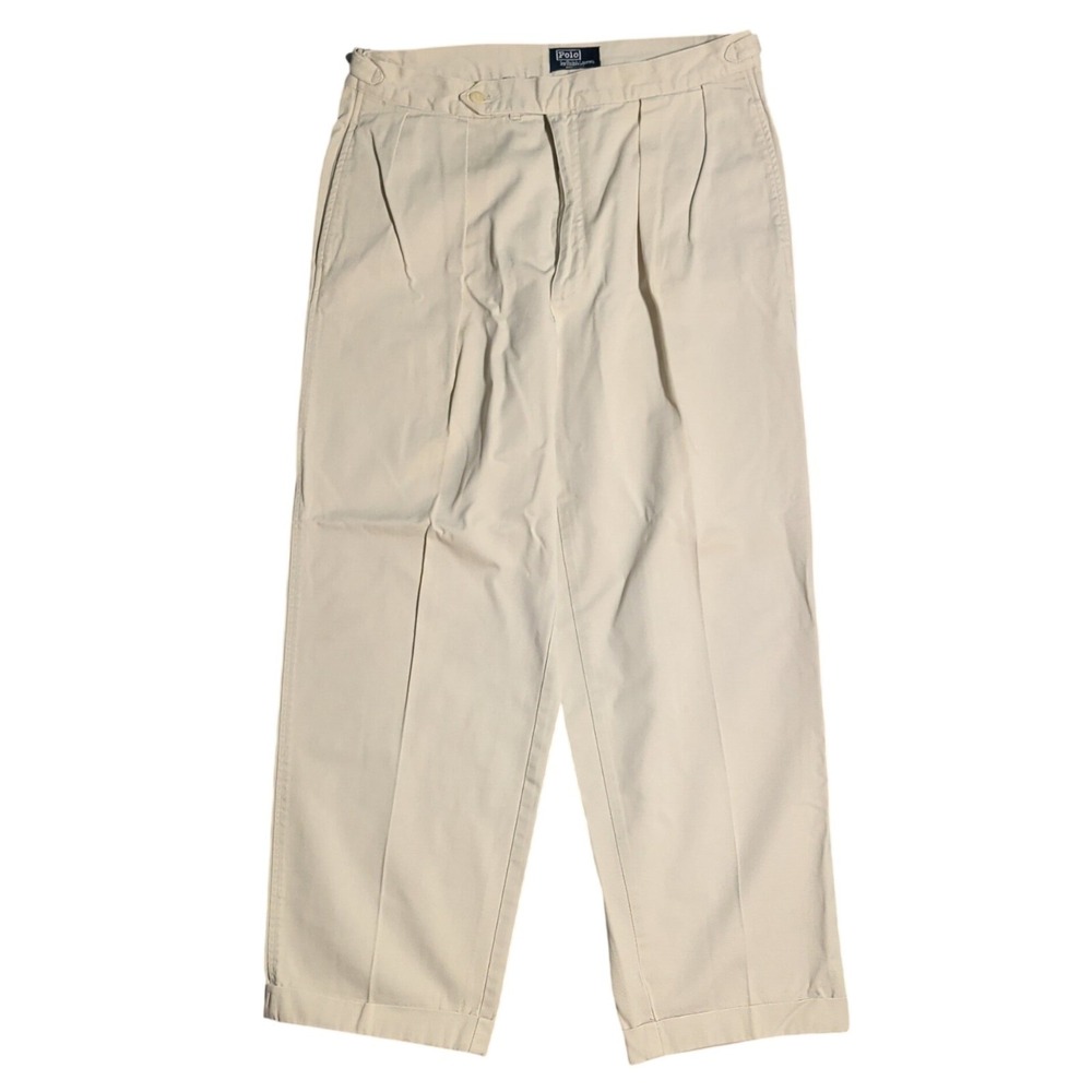VTG Polo Ralph Lauren Pleated Cuffed Pants Mens Size 34x28 Made In USA Preppy